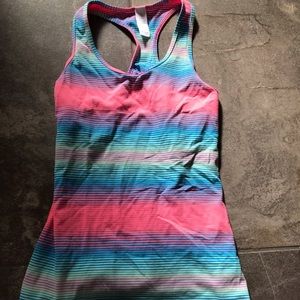 Ivivva Turquoise Pink Striped Tank 12 EUC